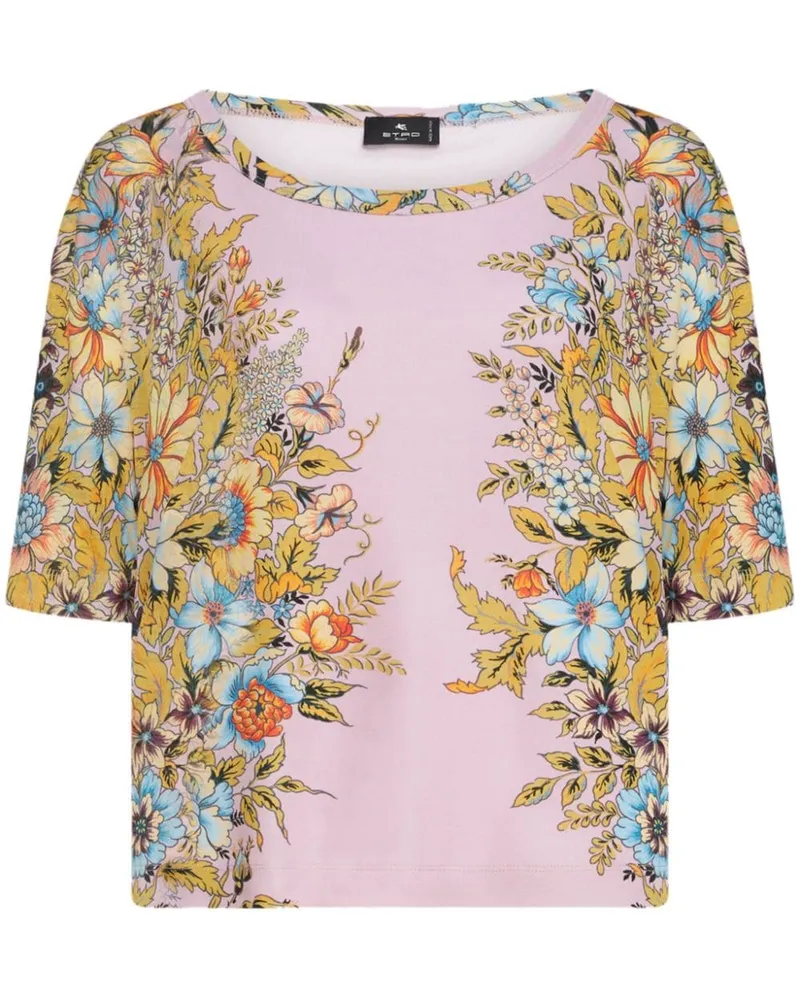 Etro T-Shirt mit Blumen-Print Rosa