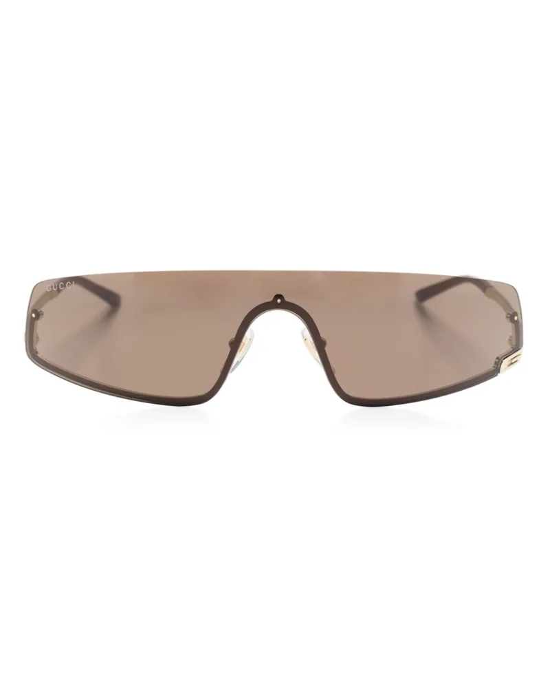 Gucci Square G Sonnenbrille mit Shield-Gestell - Gold Gold