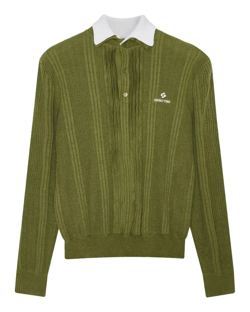 SHUSHU/TONG logo-embroidered polo top - Grün Grün