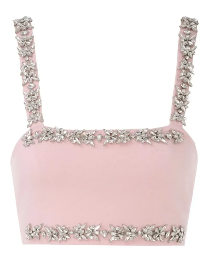 Zimmermann square-neck crystal-embellished top - Rosa Rosa