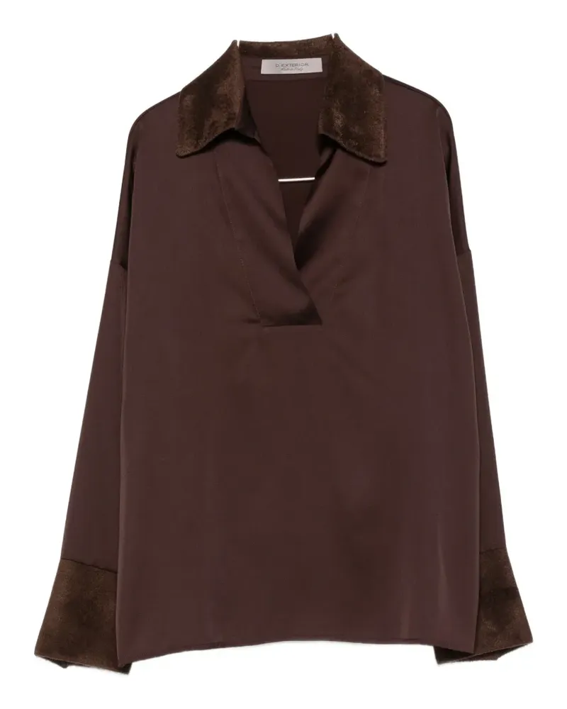 D.EXTERIOR contrast-trim V-neck shirt - Braun Braun
