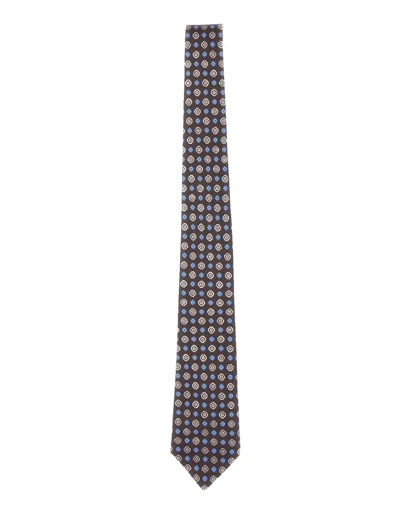 Kiton geometric-print silk tie - Braun Braun