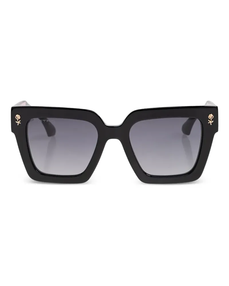 Etro flower-detail square-frame sunglasses - Schwarz Schwarz