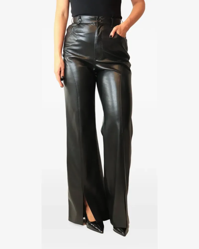 Nanushka wide-leg faux-leather trousers - Schwarz Schwarz
