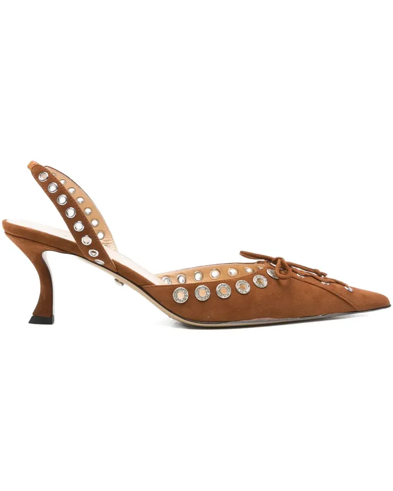 Mach & Mach Le Cadeau Slingback-Pumps mit Kristallen 65mm - Braun Braun