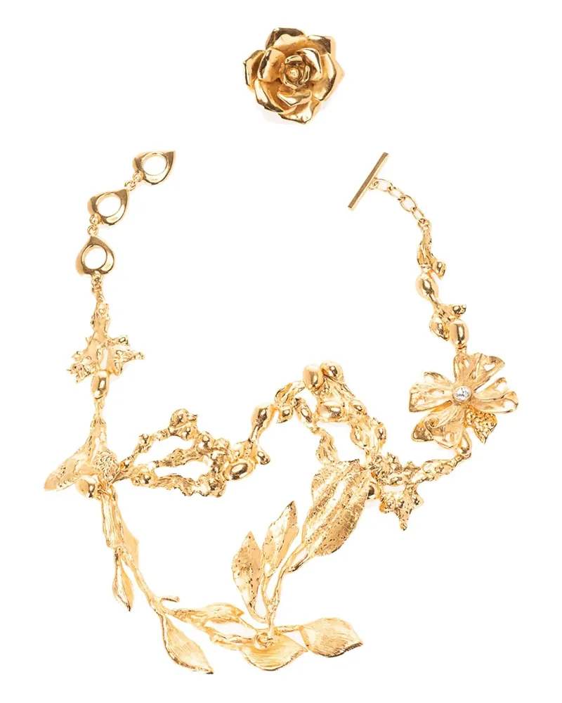 Saint Laurent flower-motif necklace - Gold Gold