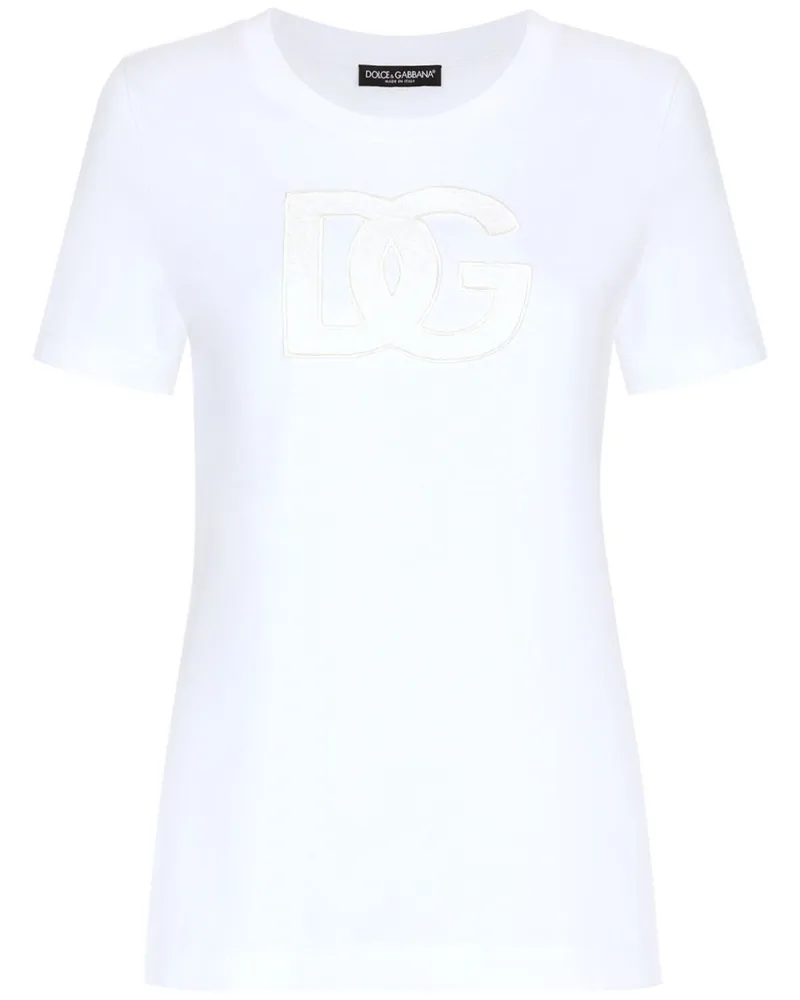 Dolce & Gabbana T-Shirt mit Logo-Patch - Weiß Weiß