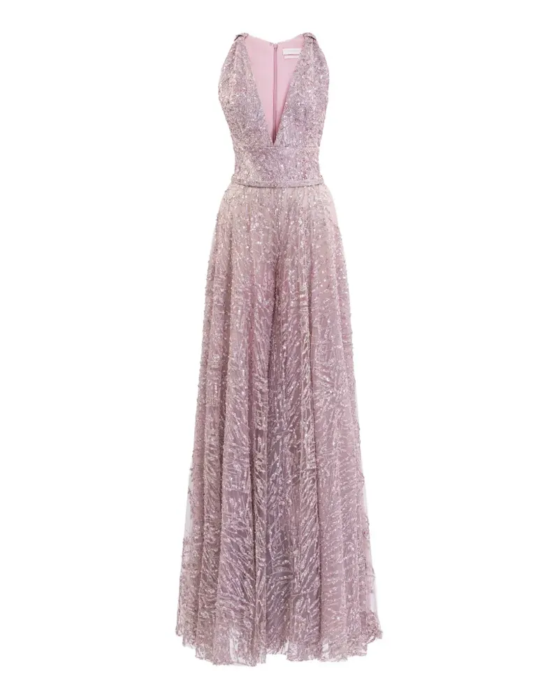 Saiid Kobeisy brocade V-neck maxi dress - Rosa Rosa