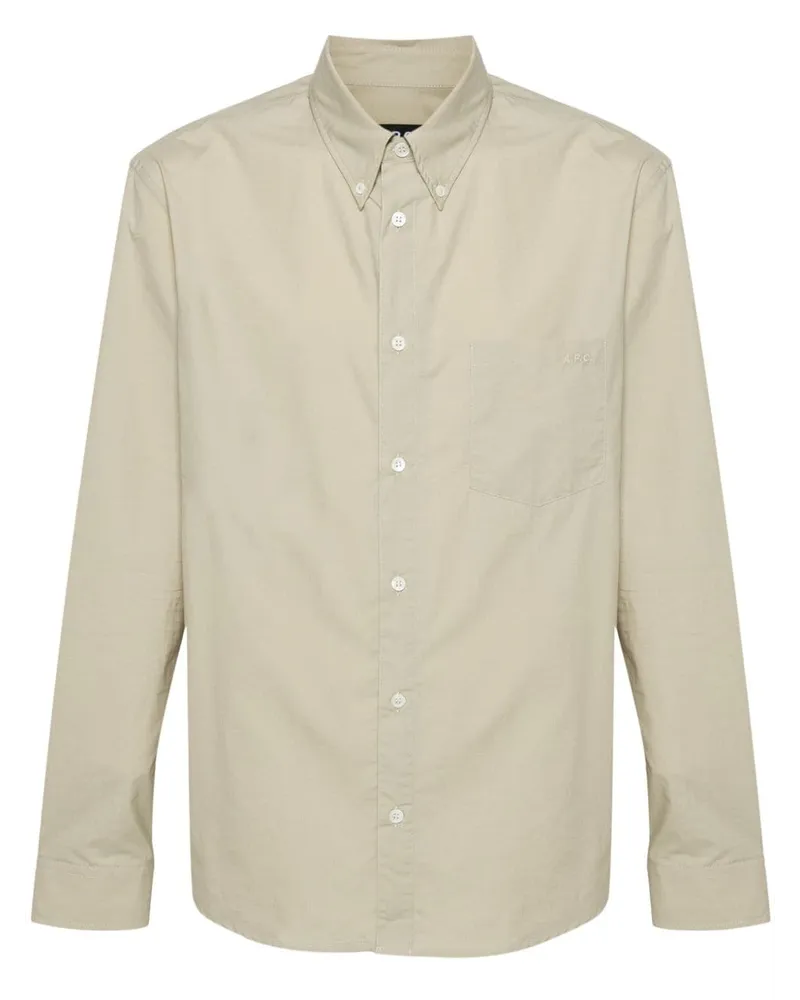 A.P.C. Hemd mit Logo-Stickerei - Grün Grün