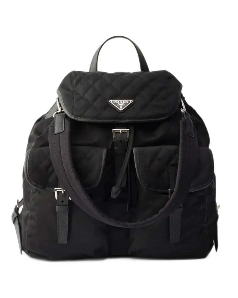 Prada Rucksack aus Re-Nylon und Leder - Schwarz Schwarz