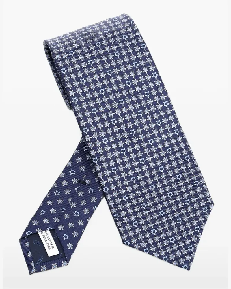 Ferragamo Gancini turtle-print silk tie - Blau Blau