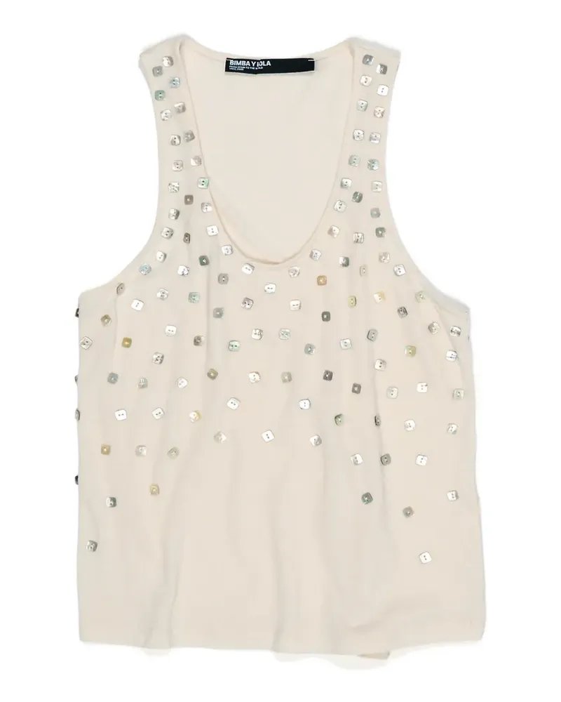 BIMBA Y LOLA button-embellished scoop-neck top - Nude Nude