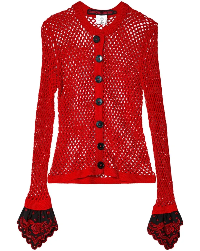 CHOPOVA LOWENA Locker gestrickter Cardigan Rot