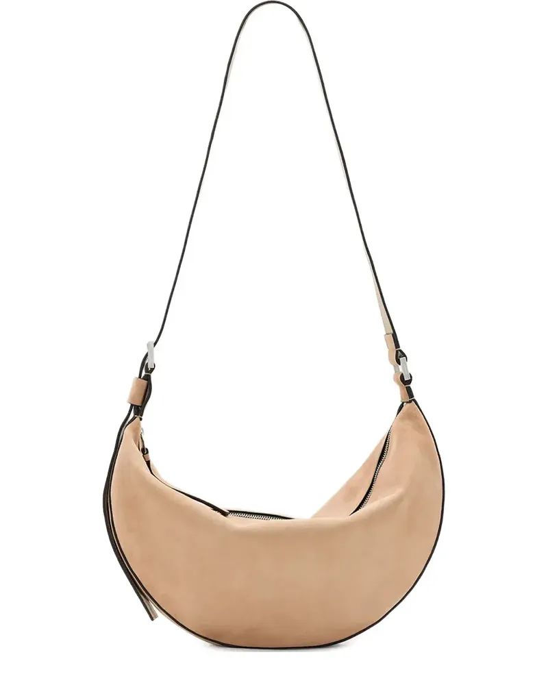 AllSaints Half Moon Schultertasche aus Wildleder - Nude Nude
