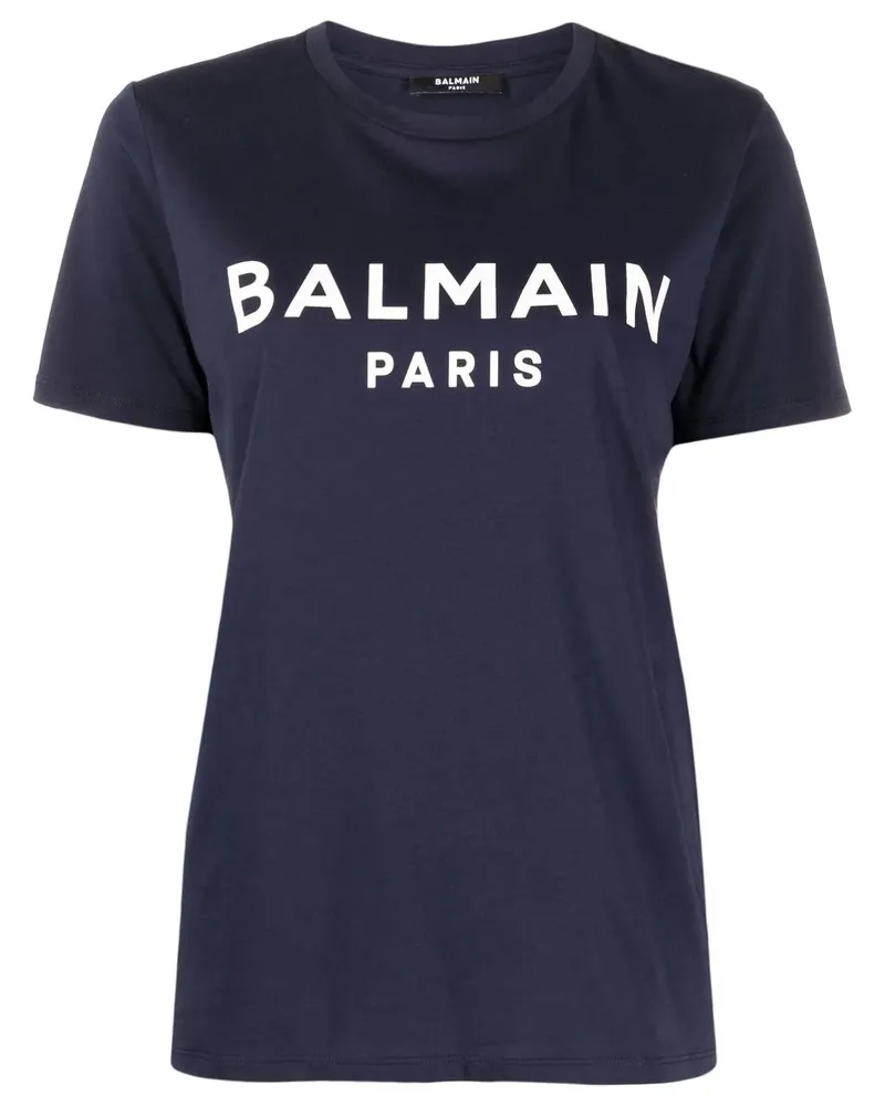 Balmain T-Shirt mit Logo-Print - Blau Blau