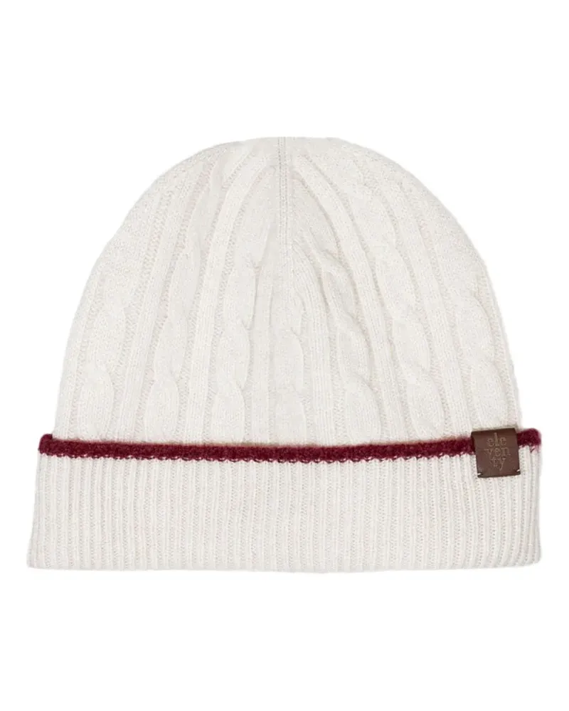 Eleventy Kaschmirbeanie mit Zopfmuster - Nude Nude