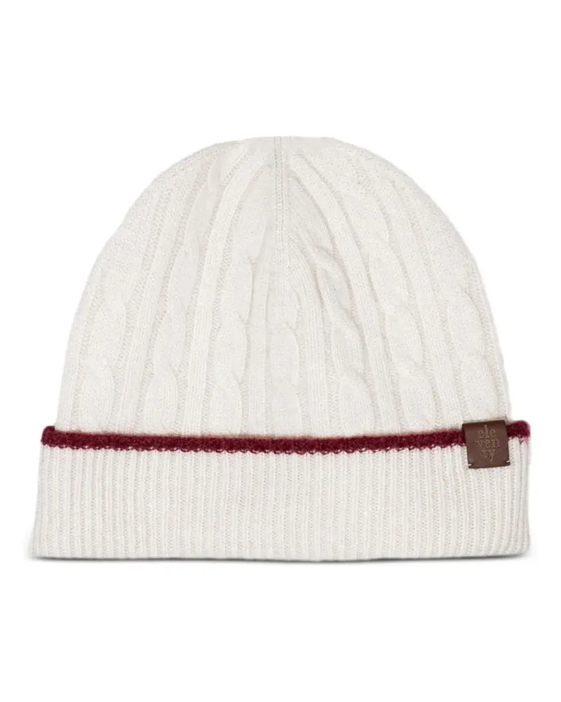 Eleventy Kaschmirbeanie mit Zopfmuster - Nude Nude