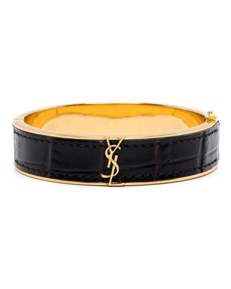 Saint Laurent Cassandre Lederarmband - Schwarz Schwarz