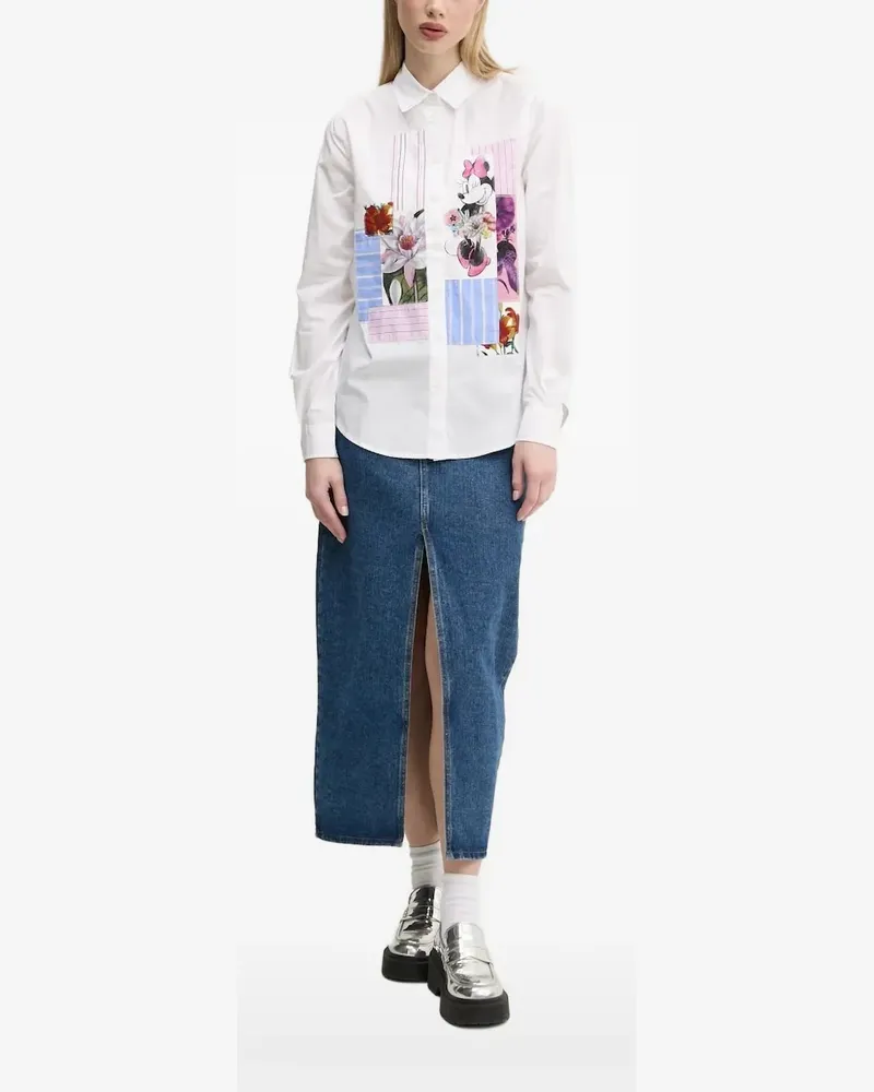 Desigual Hemd im Patchwork-Look mit Minnie Maus - Weiß Weiß