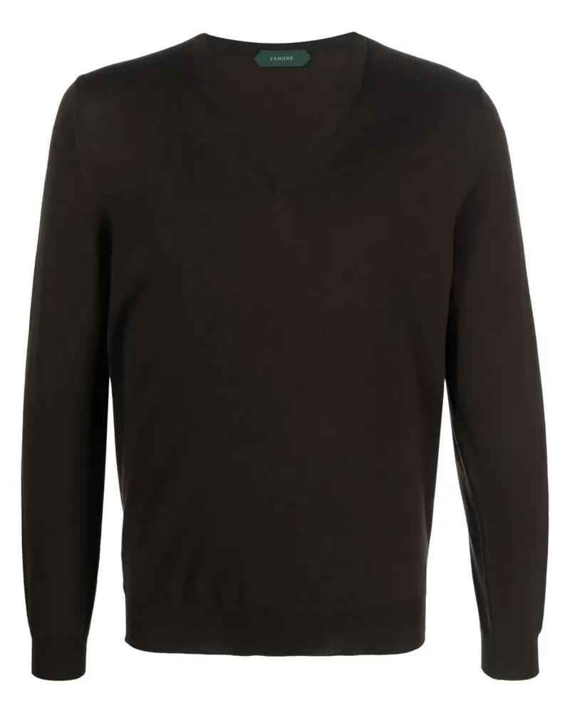 Zanone Fein gestrickter Pullover - Braun Braun