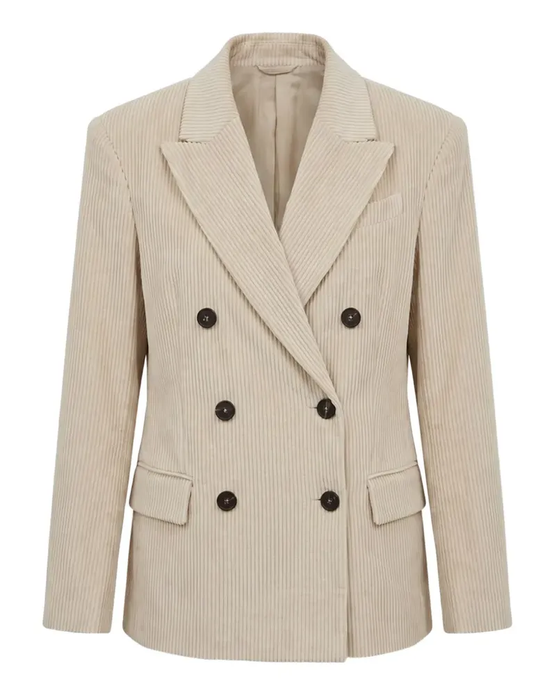 Brunello Cucinelli double-breasted corduroy blazer - Nude Nude
