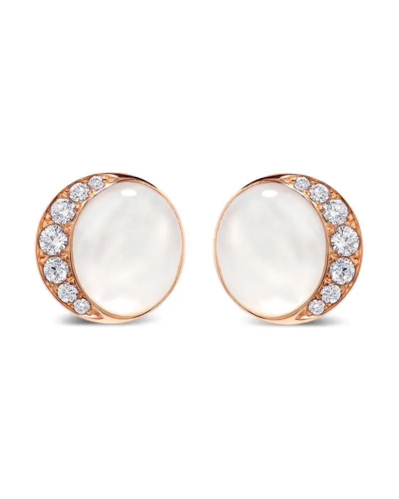 David Morris Runde 18kt Fortuna Rotgoldohrringe mit Diamanten - Rosa Rosa