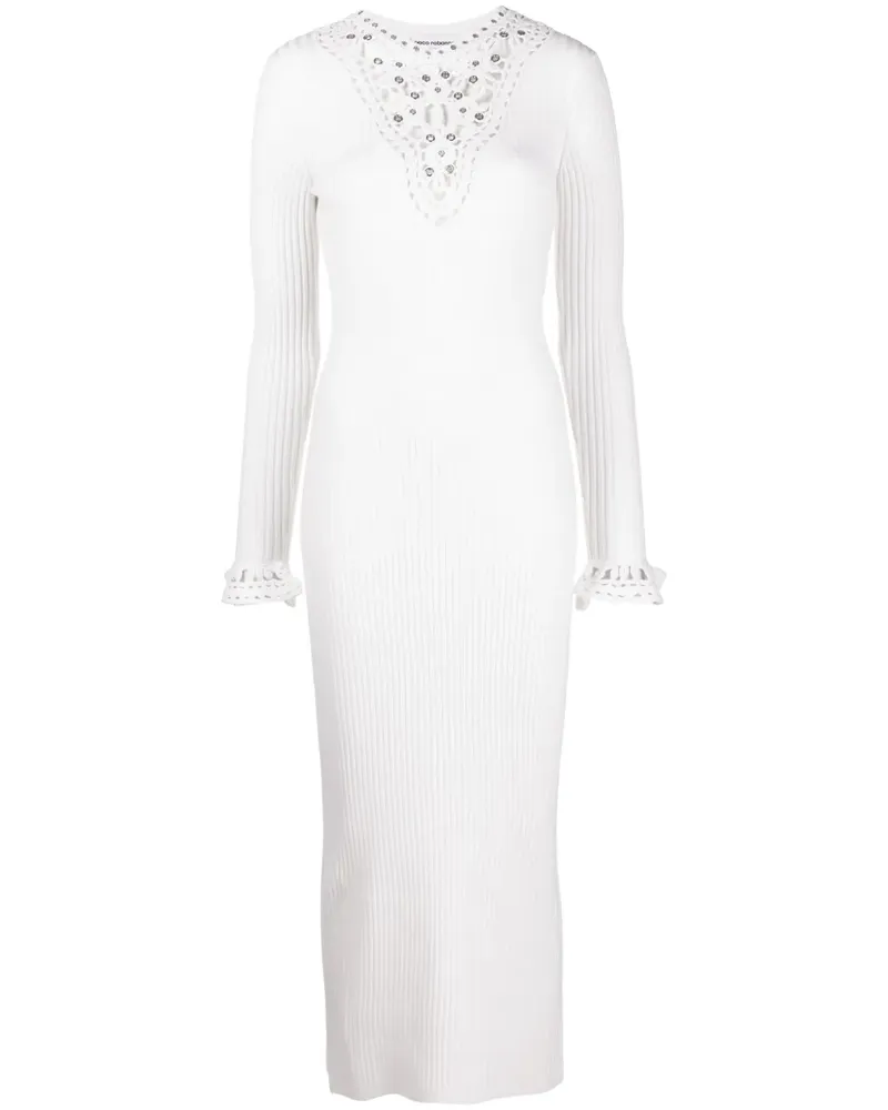 Paco Rabanne Midikleid mit Lochstrickmuster - Weiß Weiß