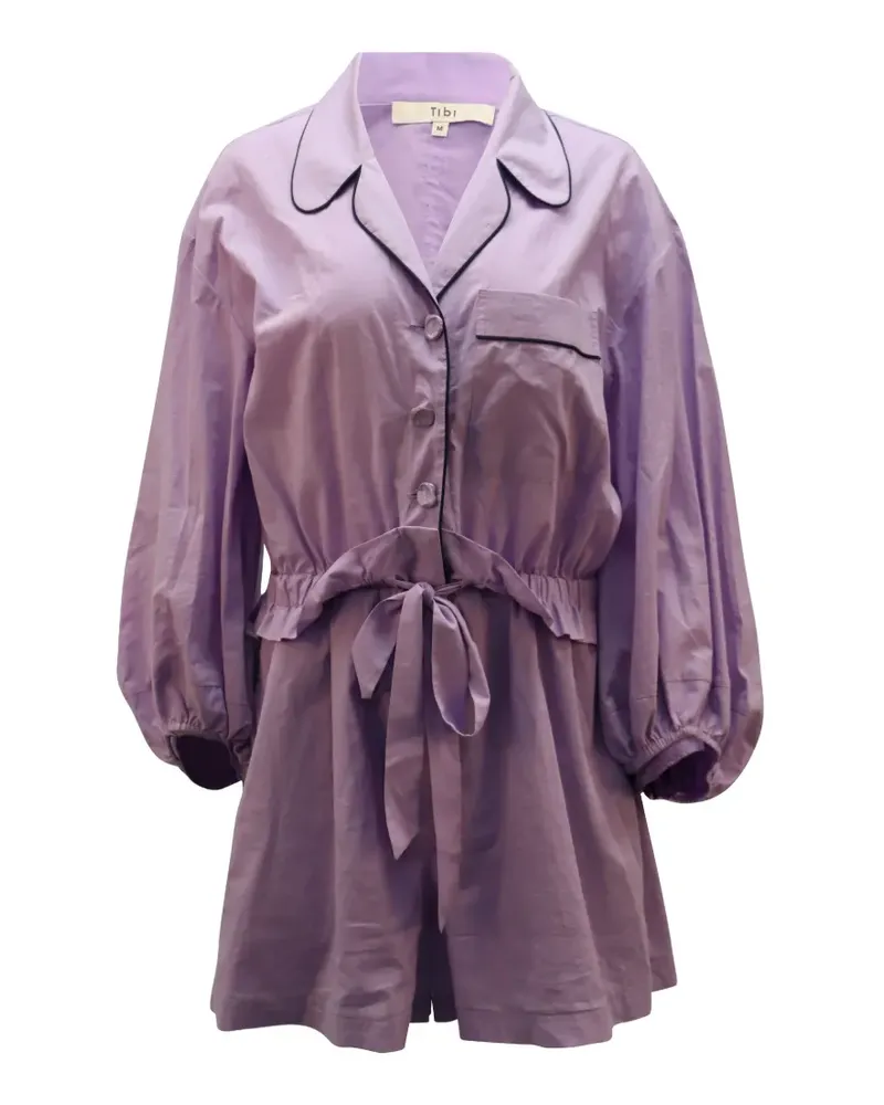 tibi waist tie contrast piping romper - Violett Violett