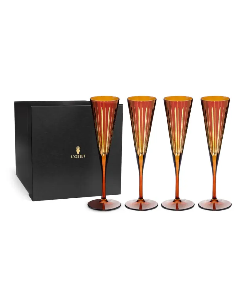 L’OBJET Prism champagne flutes (four-person setting) - Orange Orange