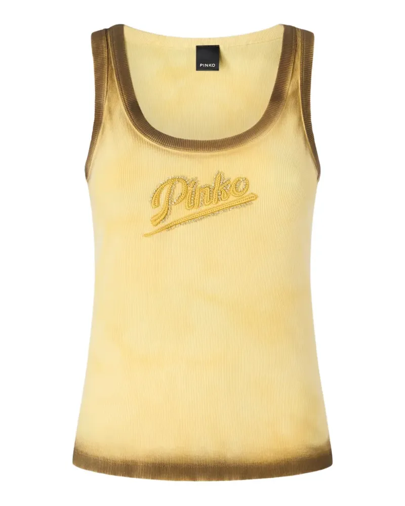 Pinko logo-embroidered sleevelesst ank top - Gelb Gelb