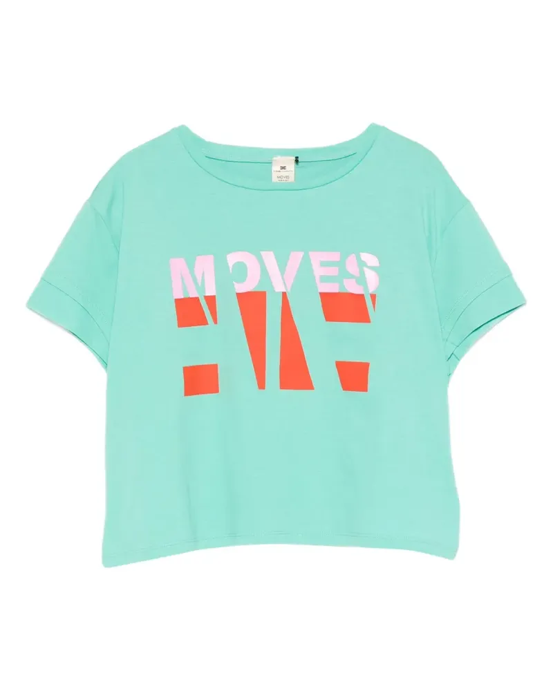 Elisabetta Franchi graphic-print cropped T-shirt - Grün Grün