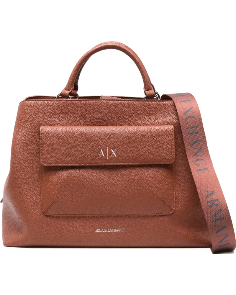 Armani Exchange Tote Bag mit Vordertasche - Braun Braun
