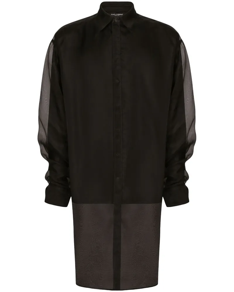 Dolce & Gabbana Semi-transparentes Hemd - Schwarz Schwarz