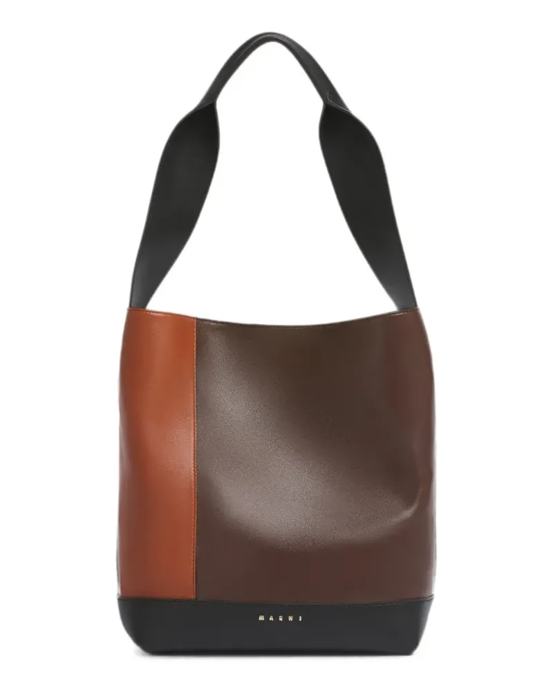 Marni light brown, dark brown and black leather Pod 2.0 bag - Braun Braun