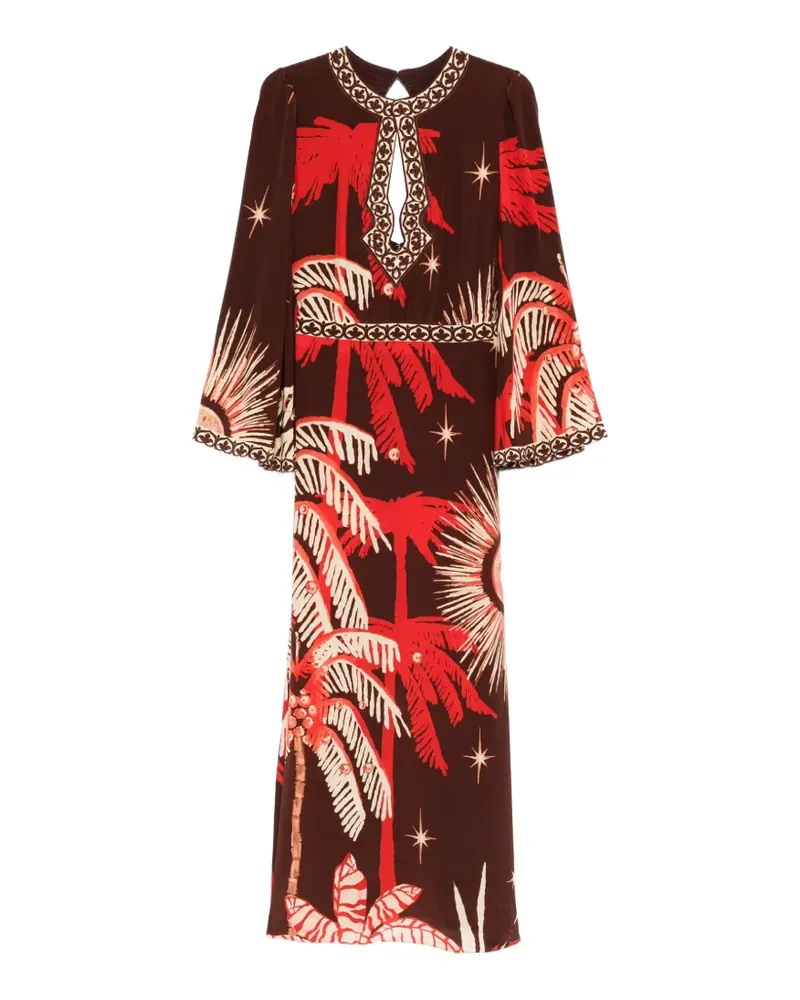 Johanna Ortiz Gemustertes Maxikleid mit Cut-Out - Braun Braun