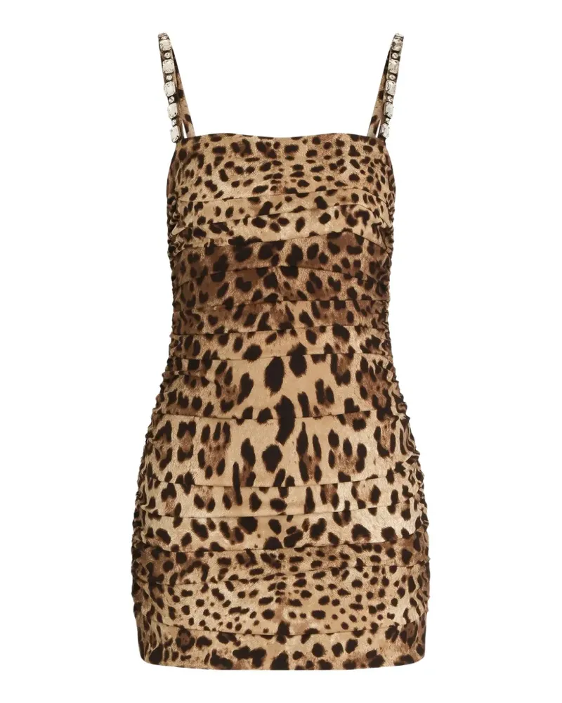 Dolce & Gabbana leo-print charmeuse dress - Nude Nude