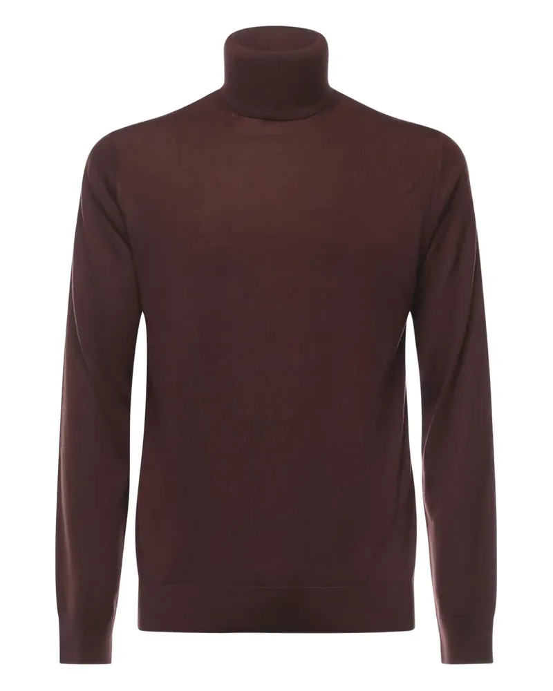 Alpha Studio Langärmeliger Rollkragenpullover - Braun Braun