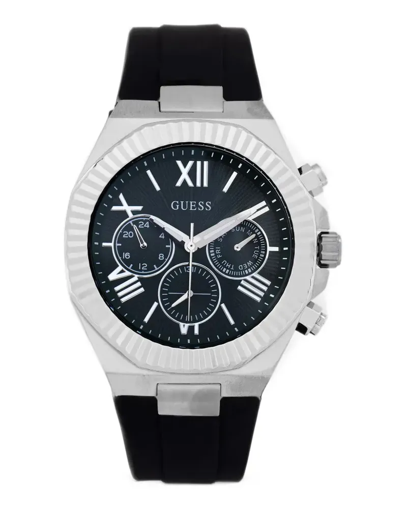 Guess Armbanduhr mit geriffelter Lünette 44mm - Schwarz Schwarz