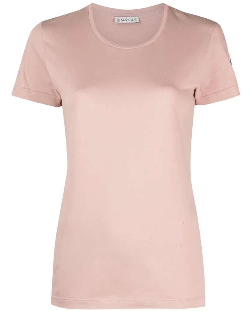 Moncler T-Shirt mit Logo-Patch - Rosa Rosa