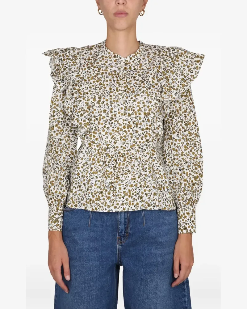 Baum und Pferdgarten Gerüschte Bluse mit Blumen-Print - Nude Nude