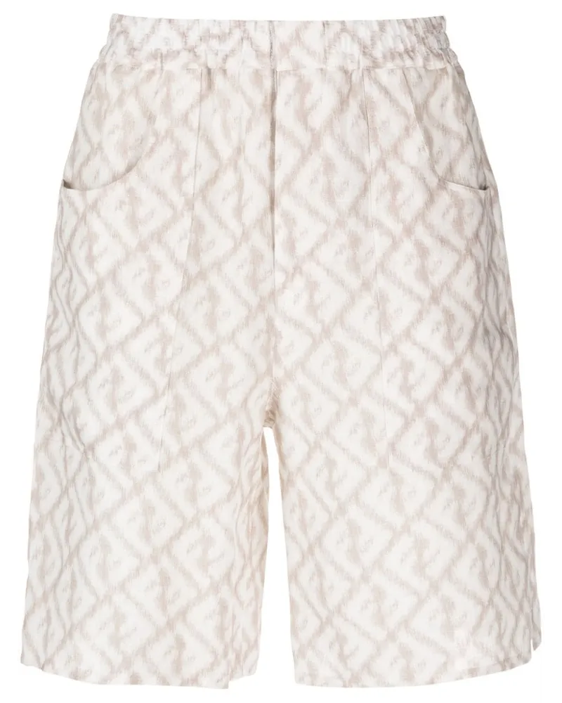 Fendi Shorts aus Leinen mit Print - Nude Nude