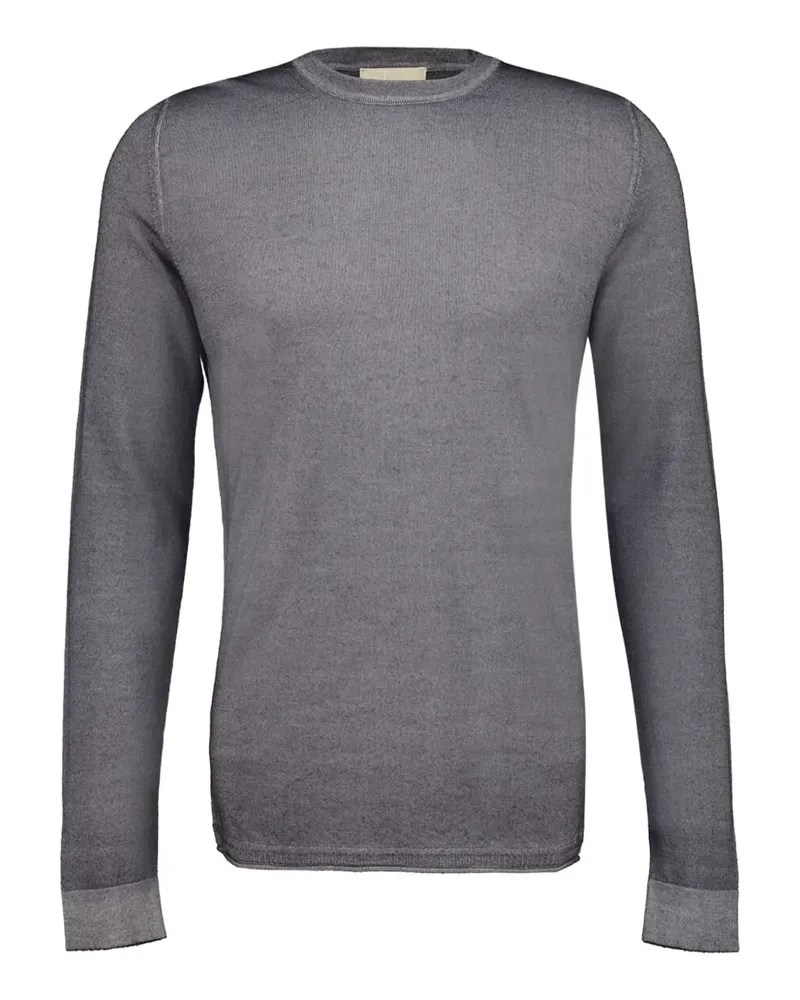 120% Lino Fein gestricktes Langarmshirt - Grau Grau