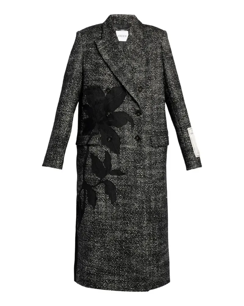Erdem floral-embroidered double-breasted coat - Grau Grau