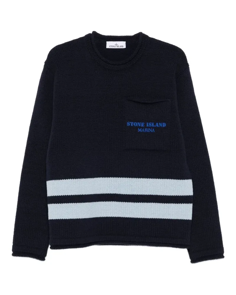 Stone Island Pullover mit Logo-Print - Blau Blau