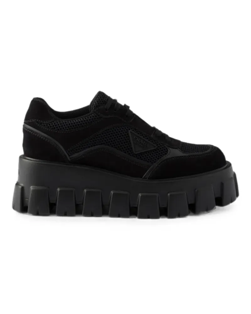 Prada Monolith Sneakers aus Wildleder und Mesh - Schwarz Schwarz