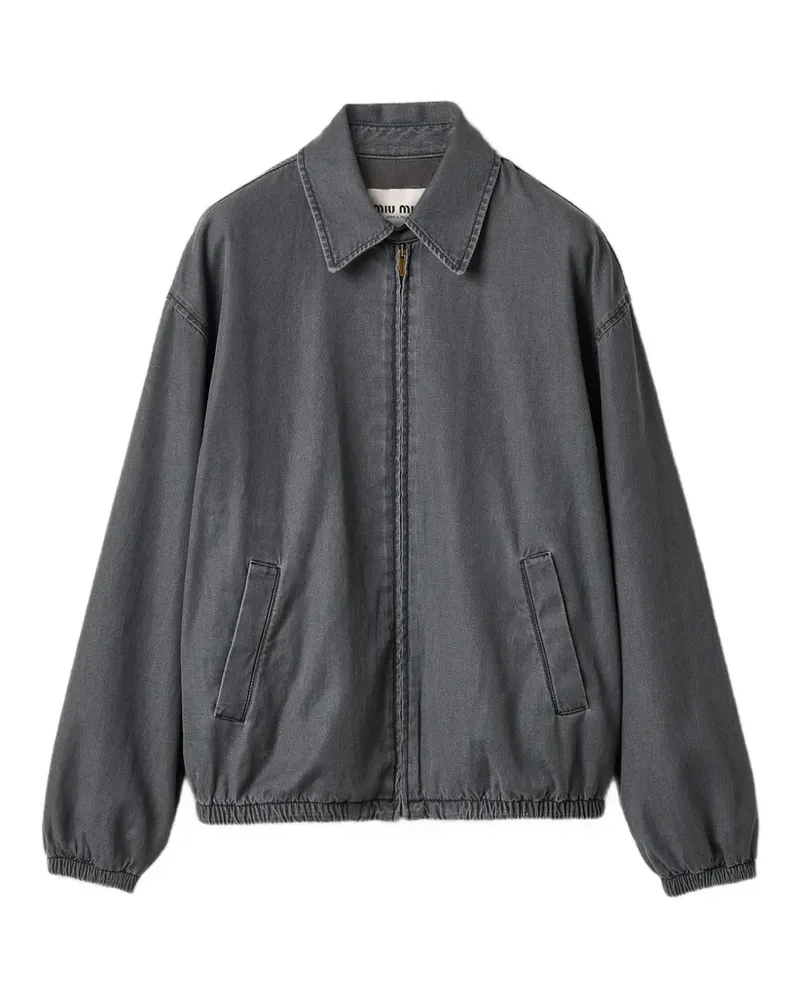 Miu Miu Jacke mit Logo-Stickerei - Grau Grau