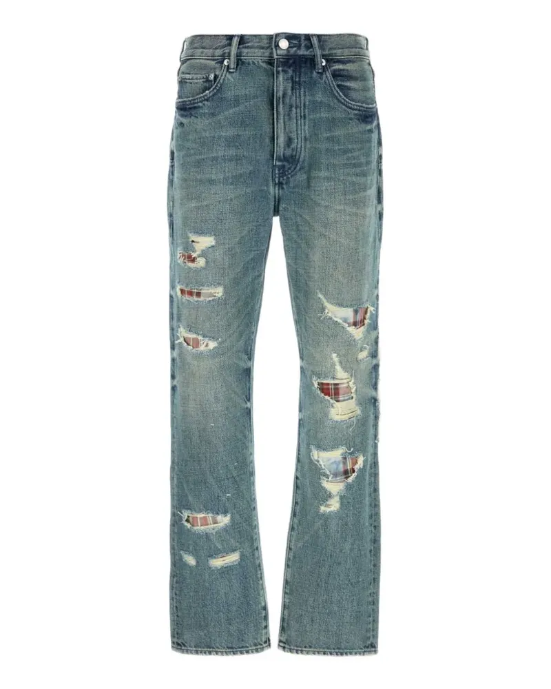 PURPLE BRAND P011 Patchwork-Jeans im Distressed-Look - Blau Blau