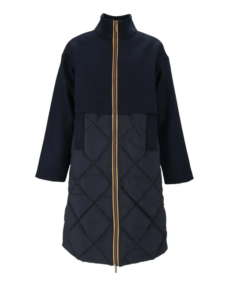 K-Way quilted wool-blend parka coat - Blau Blau