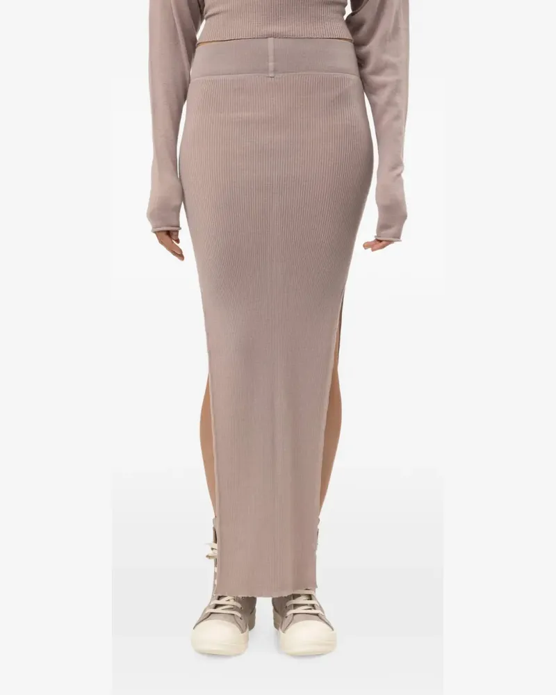 Rick Owens Sacriskirt ribbed-knit maxi skirt - Nude Nude