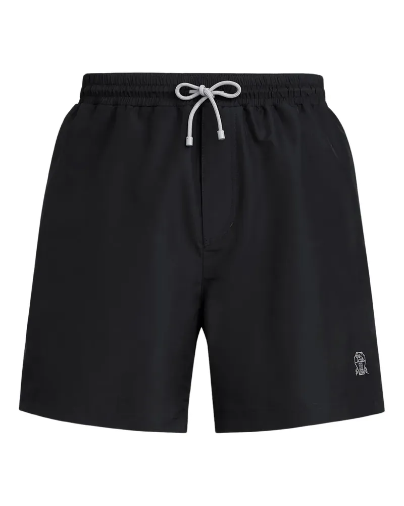 Brunello Cucinelli embroidered-logo swim shorts - Schwarz Schwarz